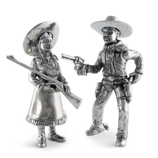 Pewter Cowpoke Couple Salt & Pepper Set by Vagabond House 