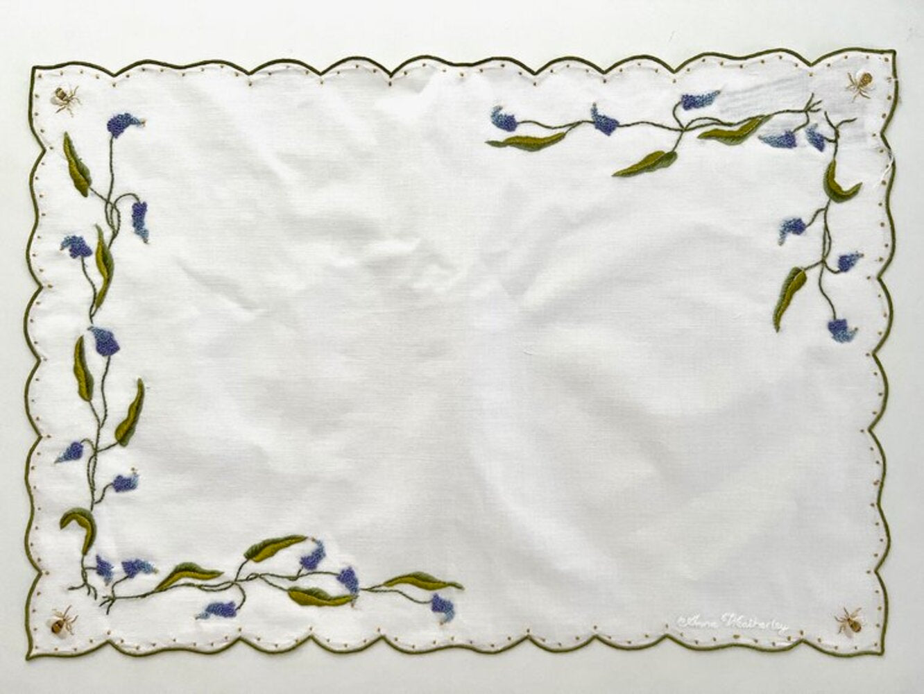 PGP13 - Hand Embroidered Placemat by Anna Weatherley