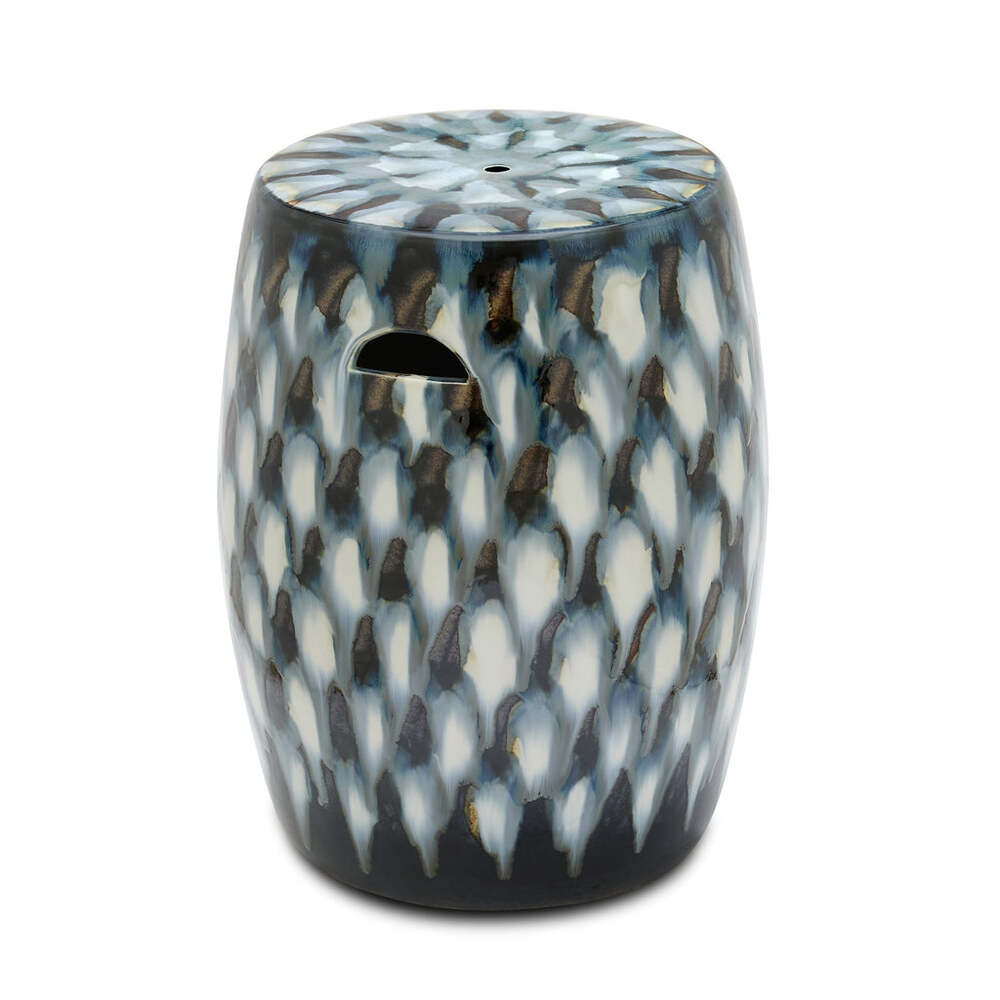 Pheasant Feather Garden Stool by Bunny Williams Home Blue 2