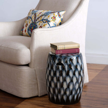 Pheasant Feather Garden Stool by Bunny Williams Home Blue 4