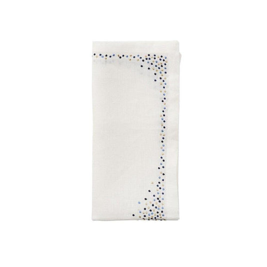 Pin Dot Napkin in White & Navy - Set of 4 by Kim Seybert 