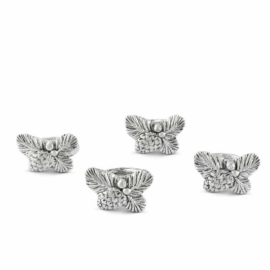 Pine Cone Forest Pattern Napkin Rings Set of 4 by Arthur Court Designs