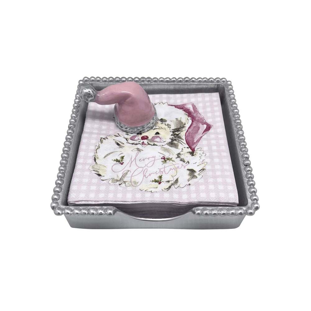 Pink Santa Hat (3366) Beaded Napkin Box Set by Mariposa