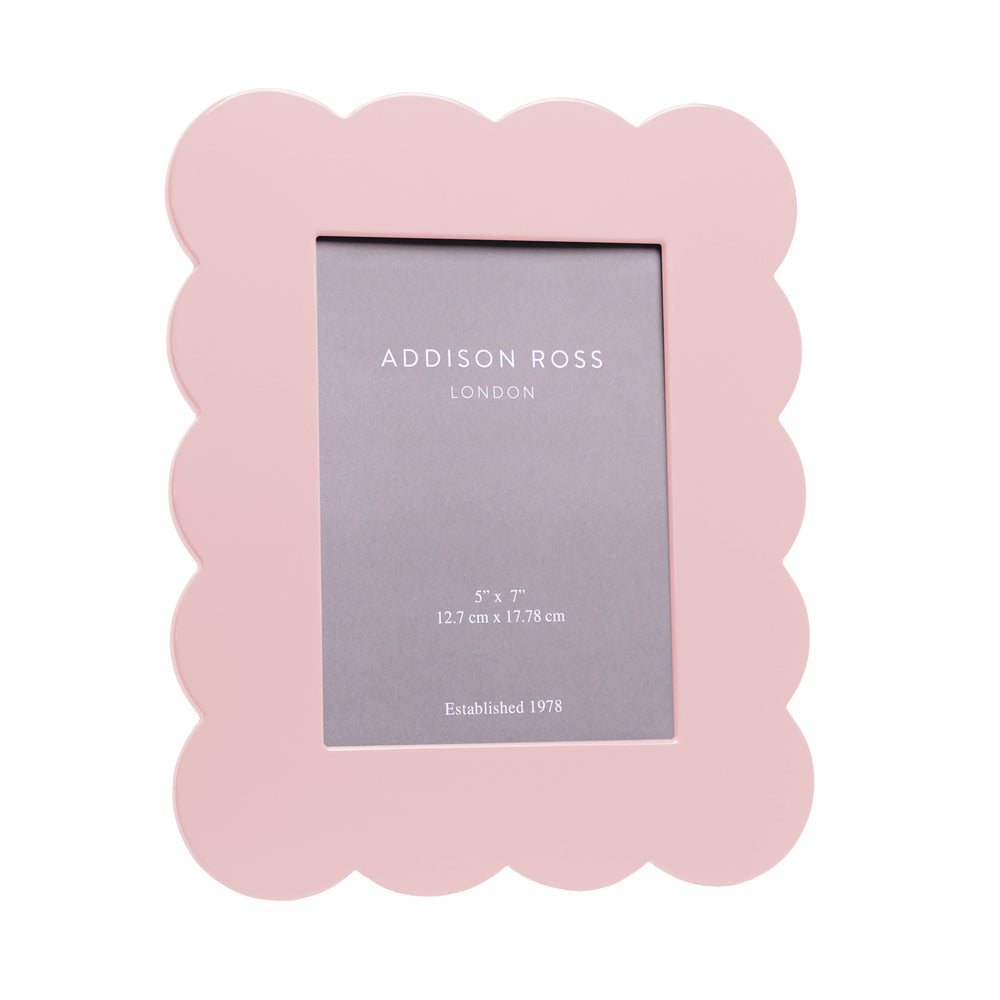 Pink Scalloped Lacquer Photo Frame 5"x7" by Addison Ross