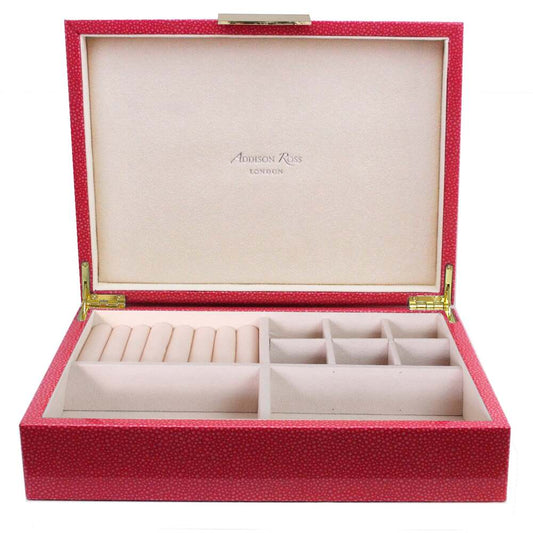 Pink Shagreen Jewelry Box: Gold Trim 8"x11" by Addison Ross