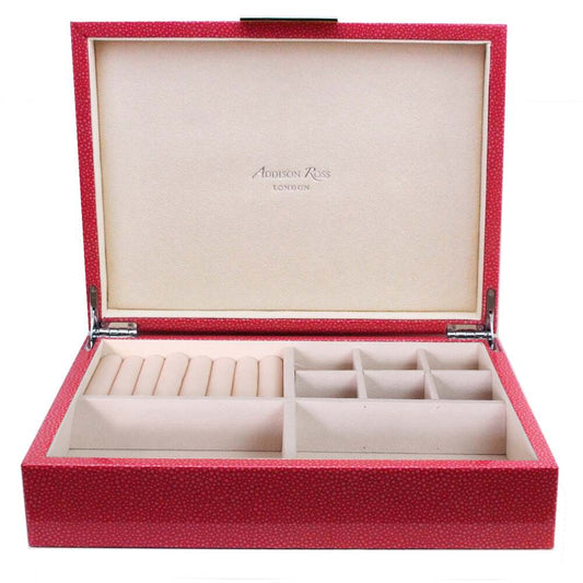 Pink Shagreen Jewelry Box: Silver Trim 8"x11" by Addison Ross