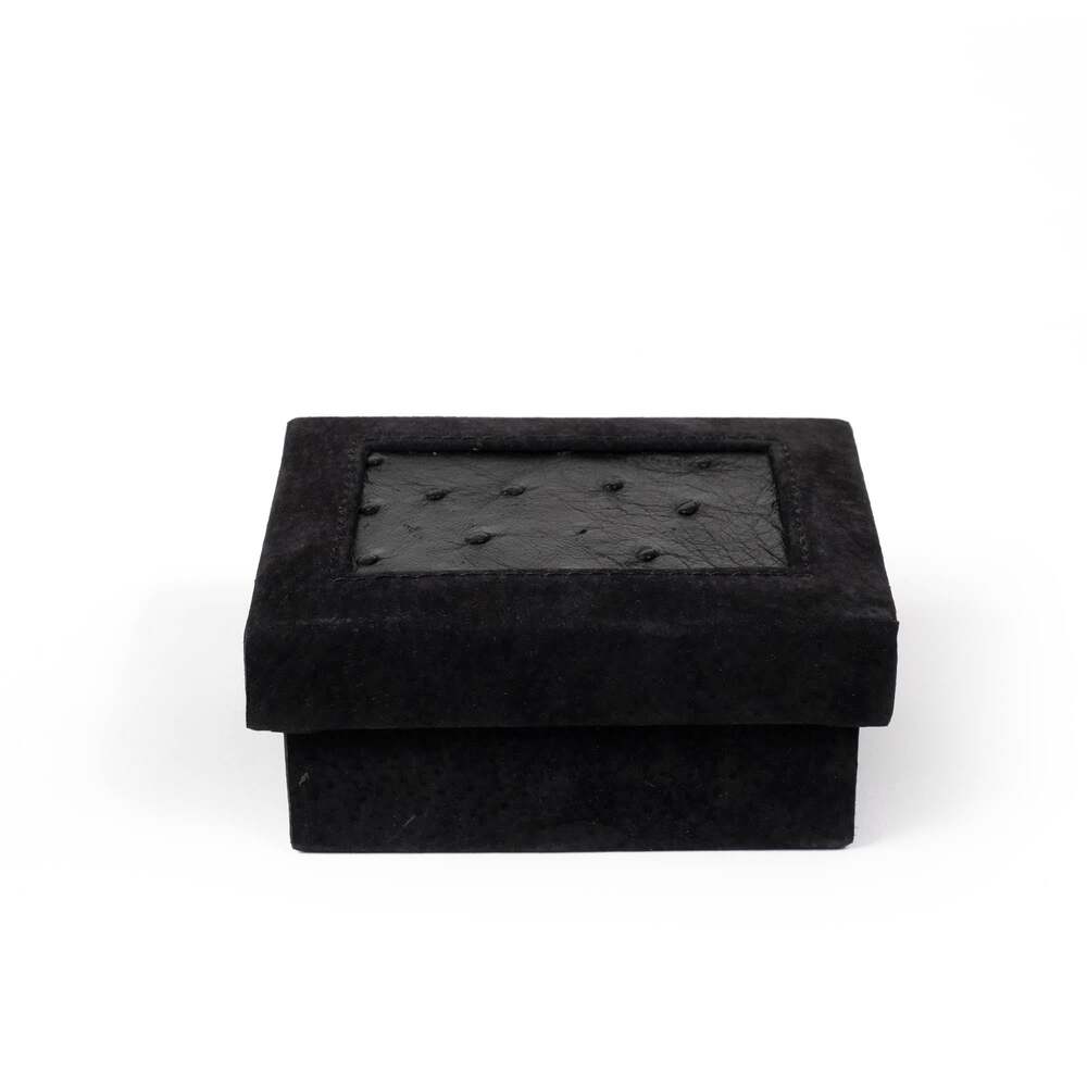 Playing Card Box - Ostrich Leather - Black by Ngala Trading Company Additional Image - 2