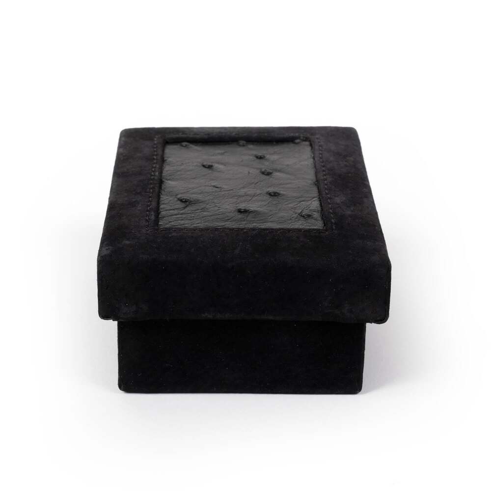 Playing Card Box - Ostrich Leather - Black by Ngala Trading Company Additional Image - 3