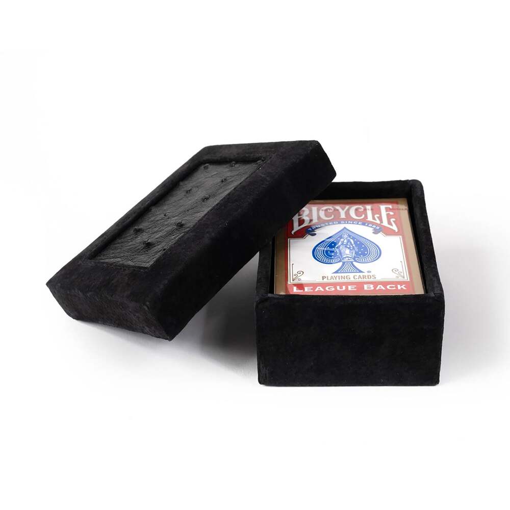 Playing Card Box - Ostrich Leather - Black by Ngala Trading Company