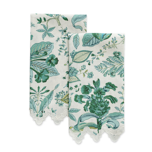 Pomegranate Guest Towels - Emerald (Set of 2)