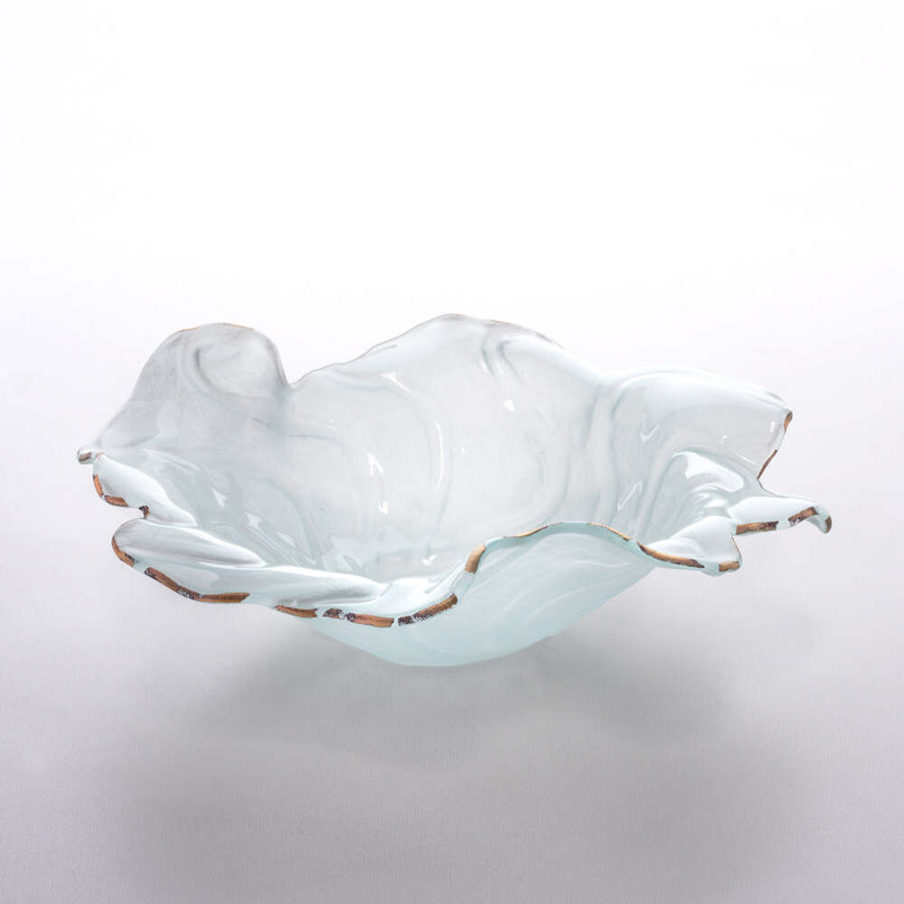 Poppy 11.50" Frosted with 24kt Gold Trim Medium Bowl by Annieglass 