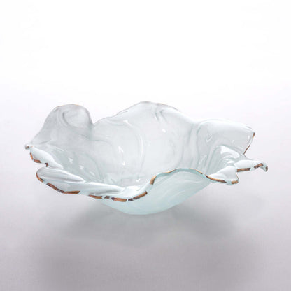 Poppy 11.50" Frosted with 24kt Gold Trim Medium Bowl by Annieglass 