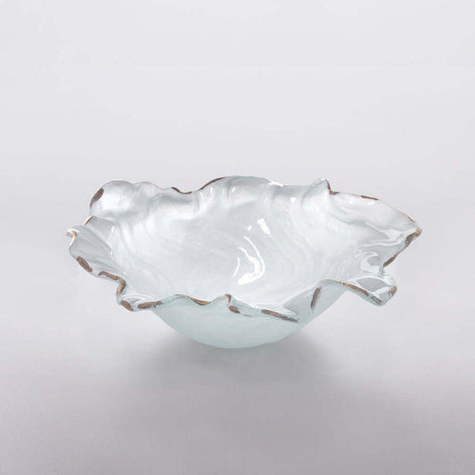 Poppy 9.5" x 9.5" Frosted with 24kt Gold Trim Small Bowl by Annieglass 