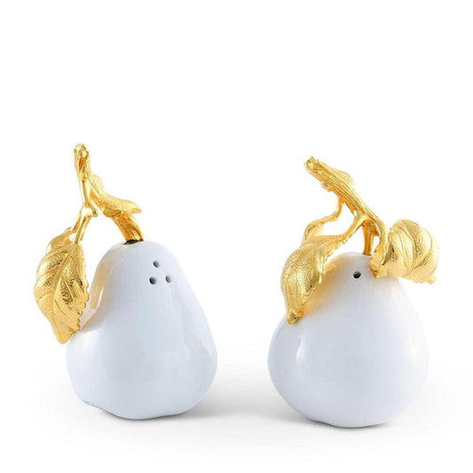 Porcelain Pear Salt and Pepper with Gold Leaf by Vagabond House 