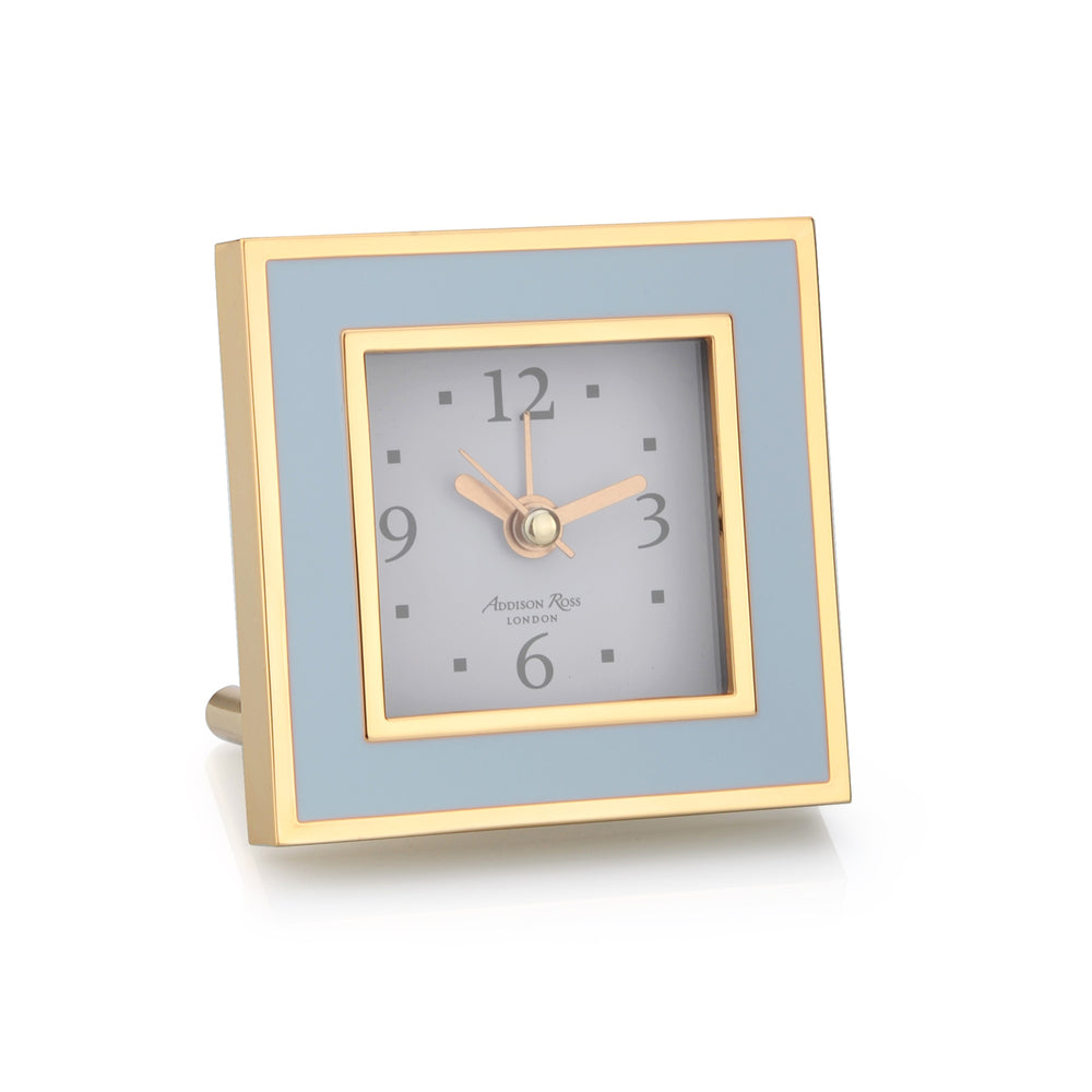 Powder Blue & Gold Square Silent Alarm Clock by Addison Ross