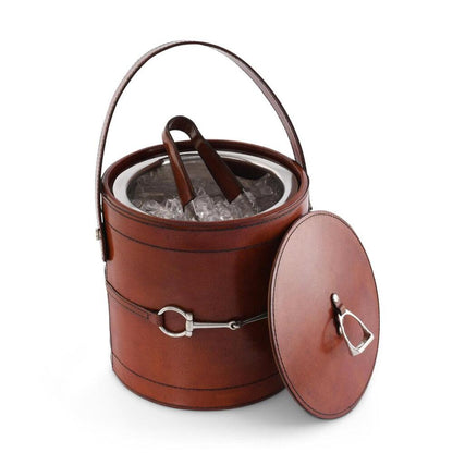 Premium Genuine Leather Bit Lidded Ice Bucket by Vagabond House 2