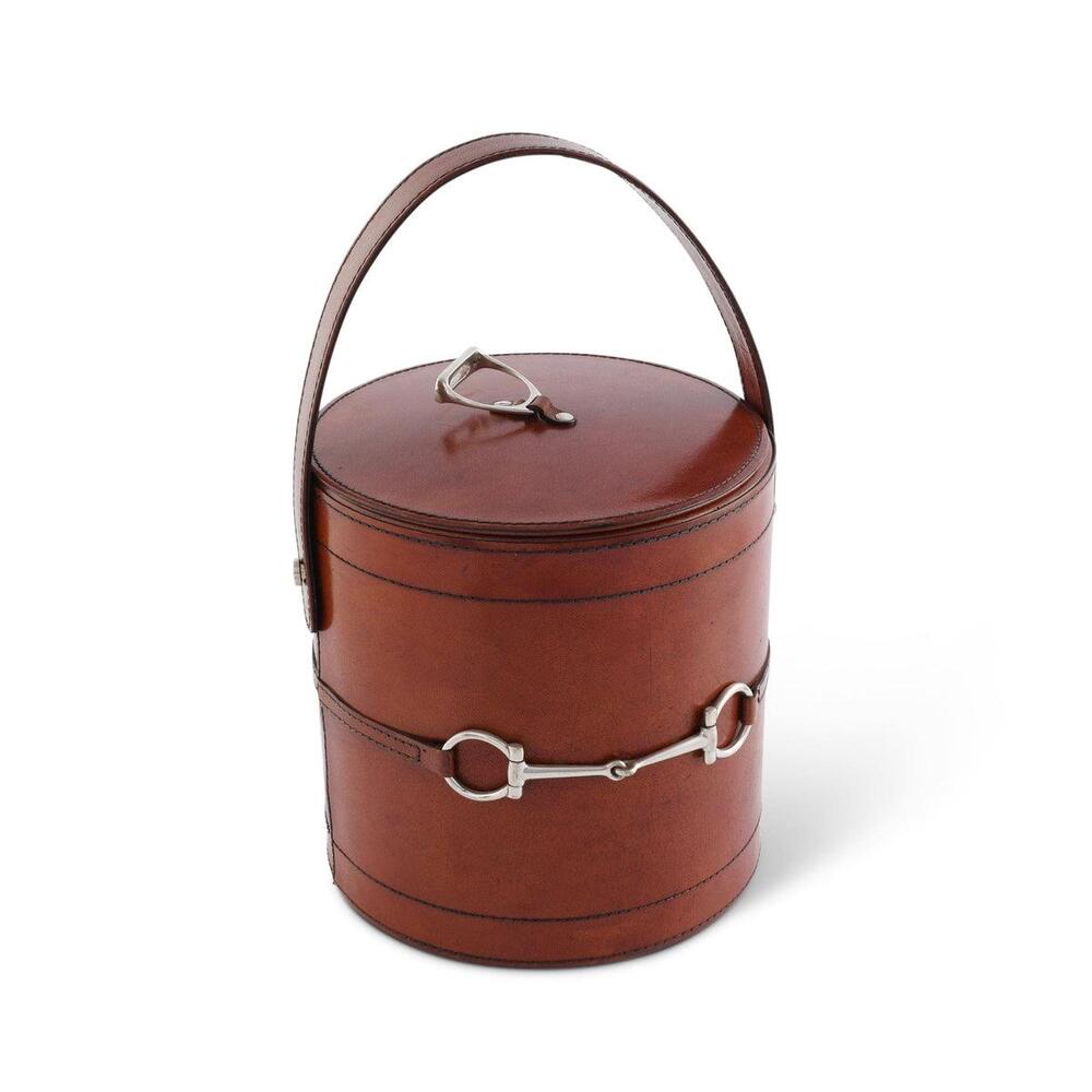 Premium Genuine Leather Bit Lidded Ice Bucket by Vagabond House 3