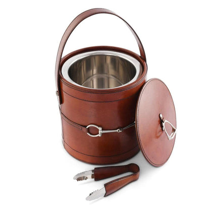 Premium Genuine Leather Bit Lidded Ice Bucket by Vagabond House 4