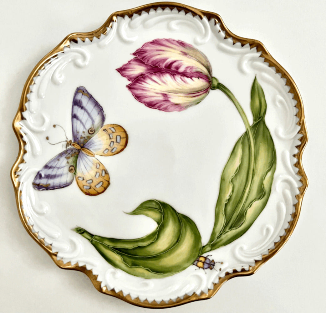 PTSP1 - Pink Tulip Bread & Butter/Appetizer Plate by Anna Weatherley