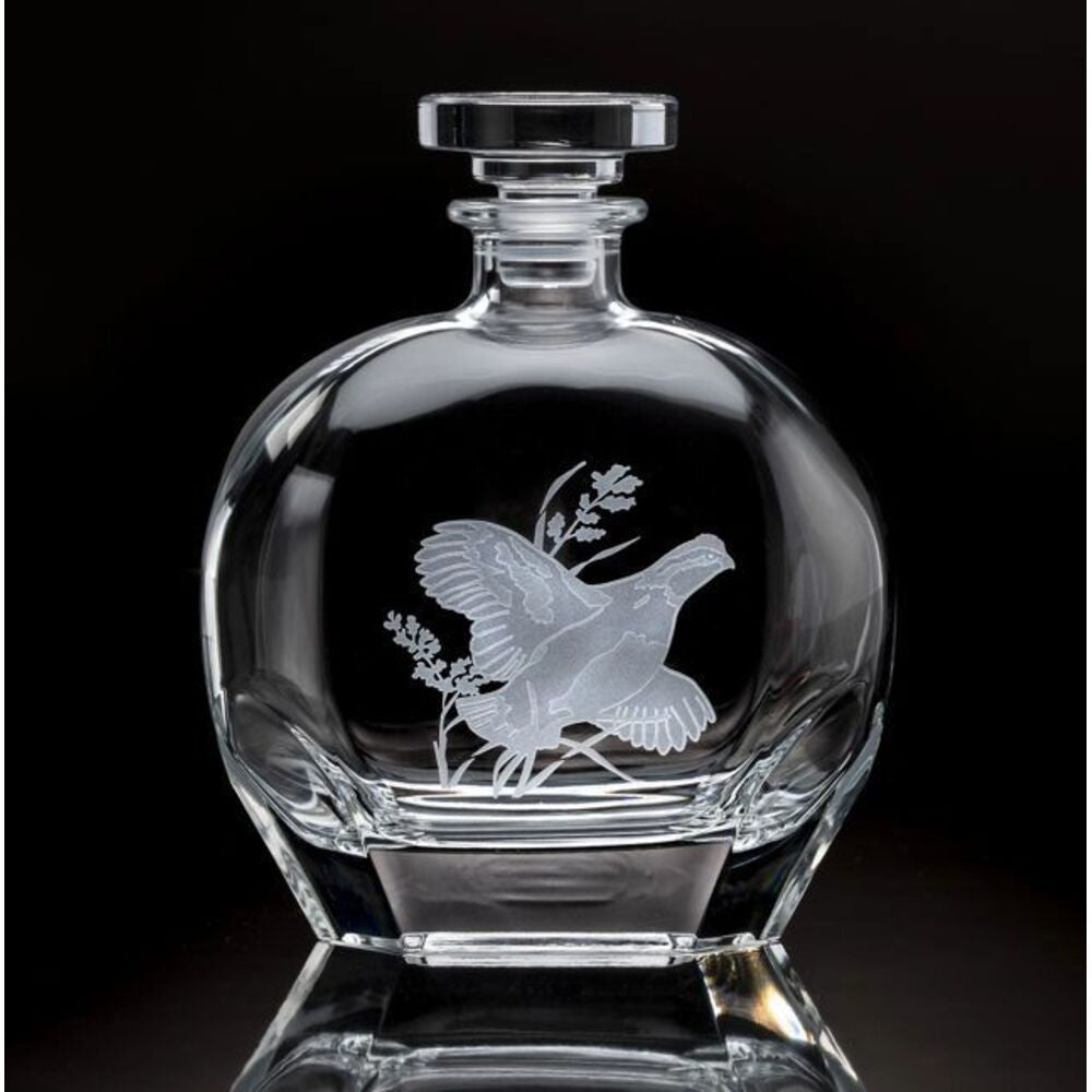 Quail Round Decanter Upland Game Birds by Julie Wear 