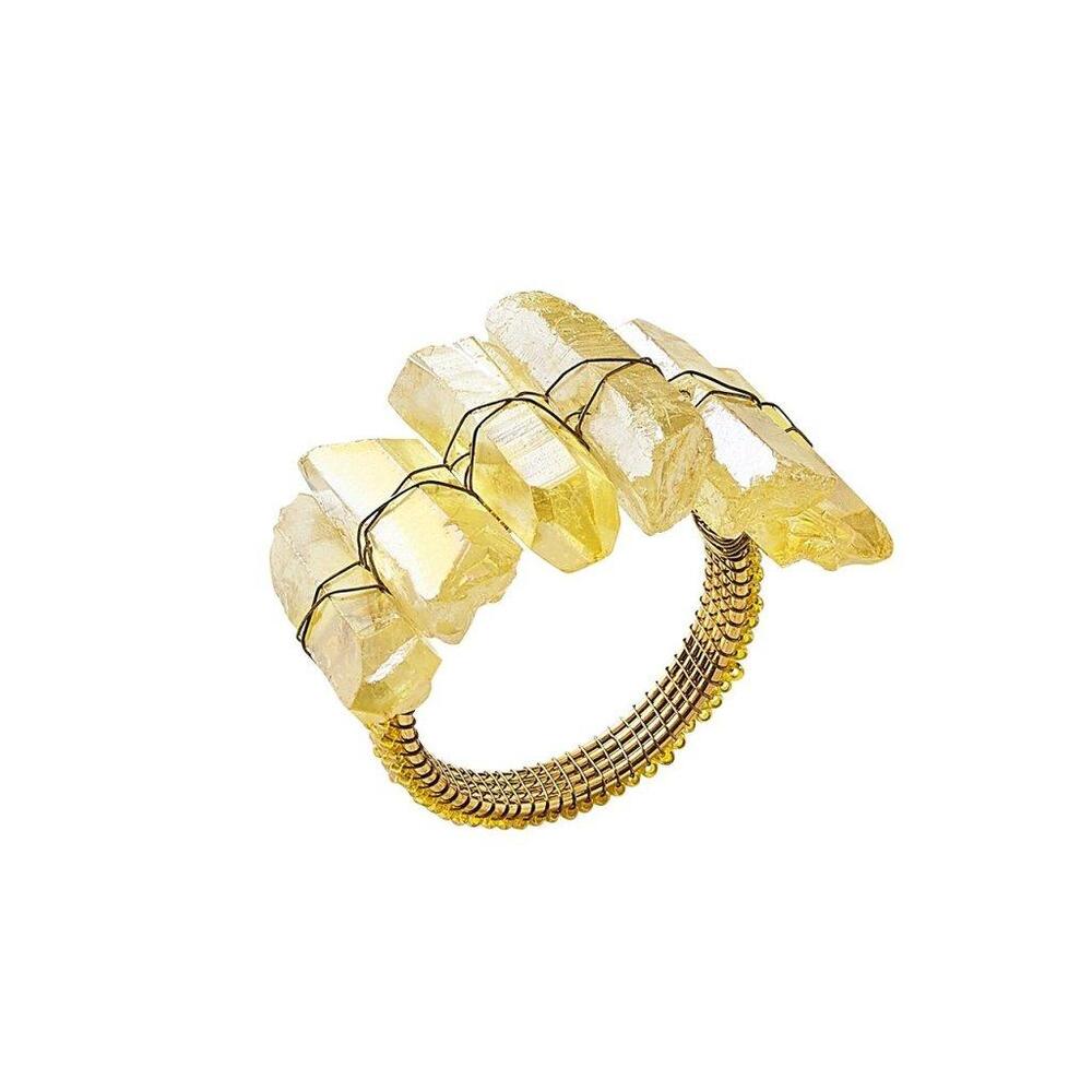 Radiant Napkin Ring - Set of 4 Yellow by Kim Seybert 15