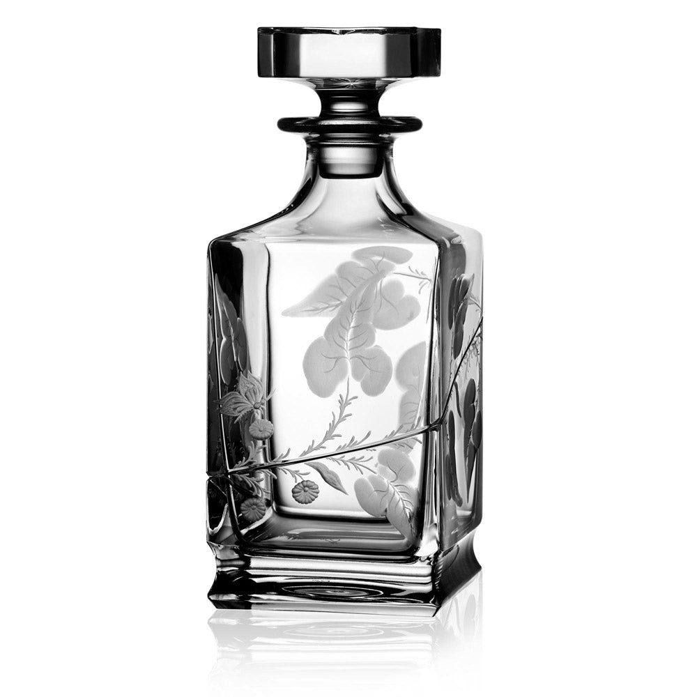 Rain Forest Clear Whiskey Decanter 0.75 Liter by Varga Crystal 