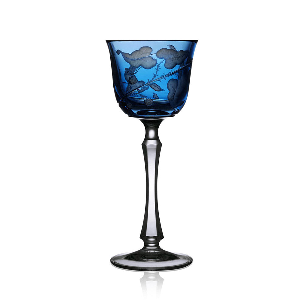 Rain Forest Sky Blue Wine Hock by Varga Crystal 