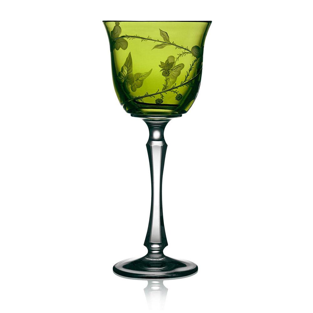 Rain Forest Yellow-Green Water Glass by Varga Crystal 