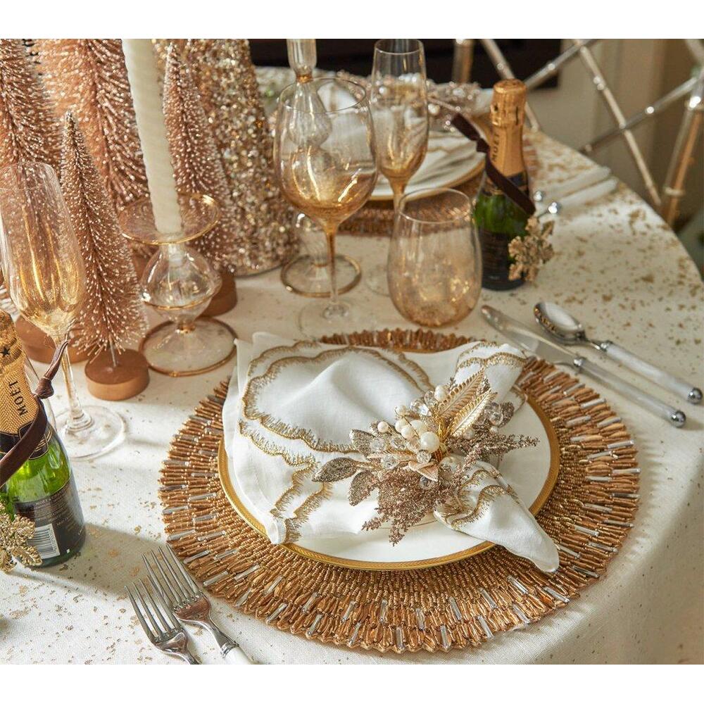 Ray Placemat - Set of 2 Gold & Crystal by Kim Seybert 3