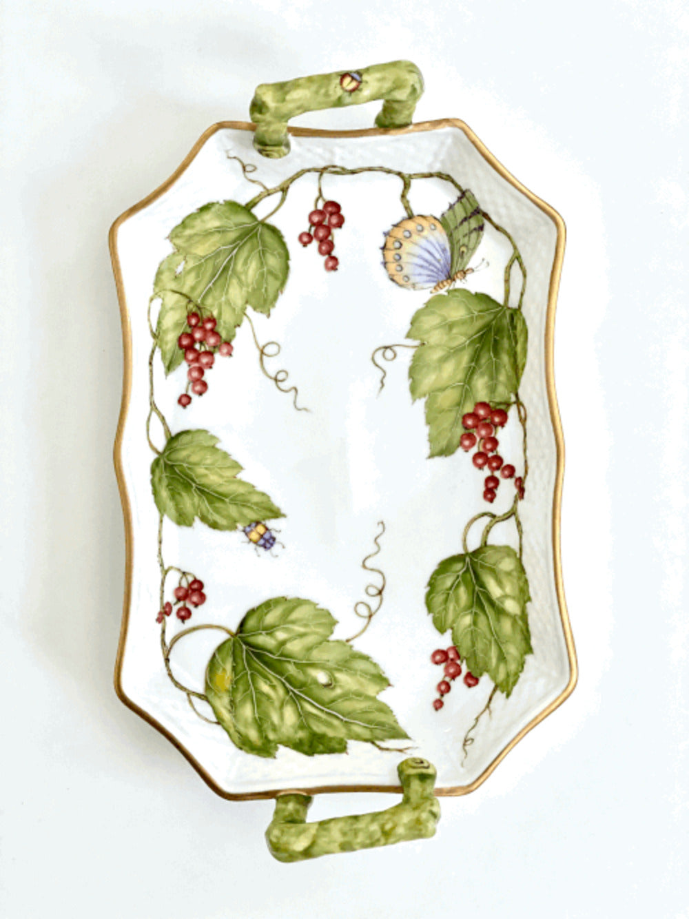 RBT1 - Red Berry Tray With Handles by Anna Weatherley