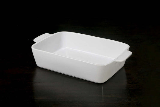 Rectangular Medium White 2QT Casserole Stoneware Roaster by Calaisio 