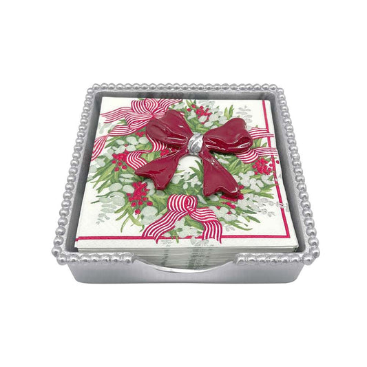 Red Bow (5204R) Beaded Napkin Box Set by Mariposa