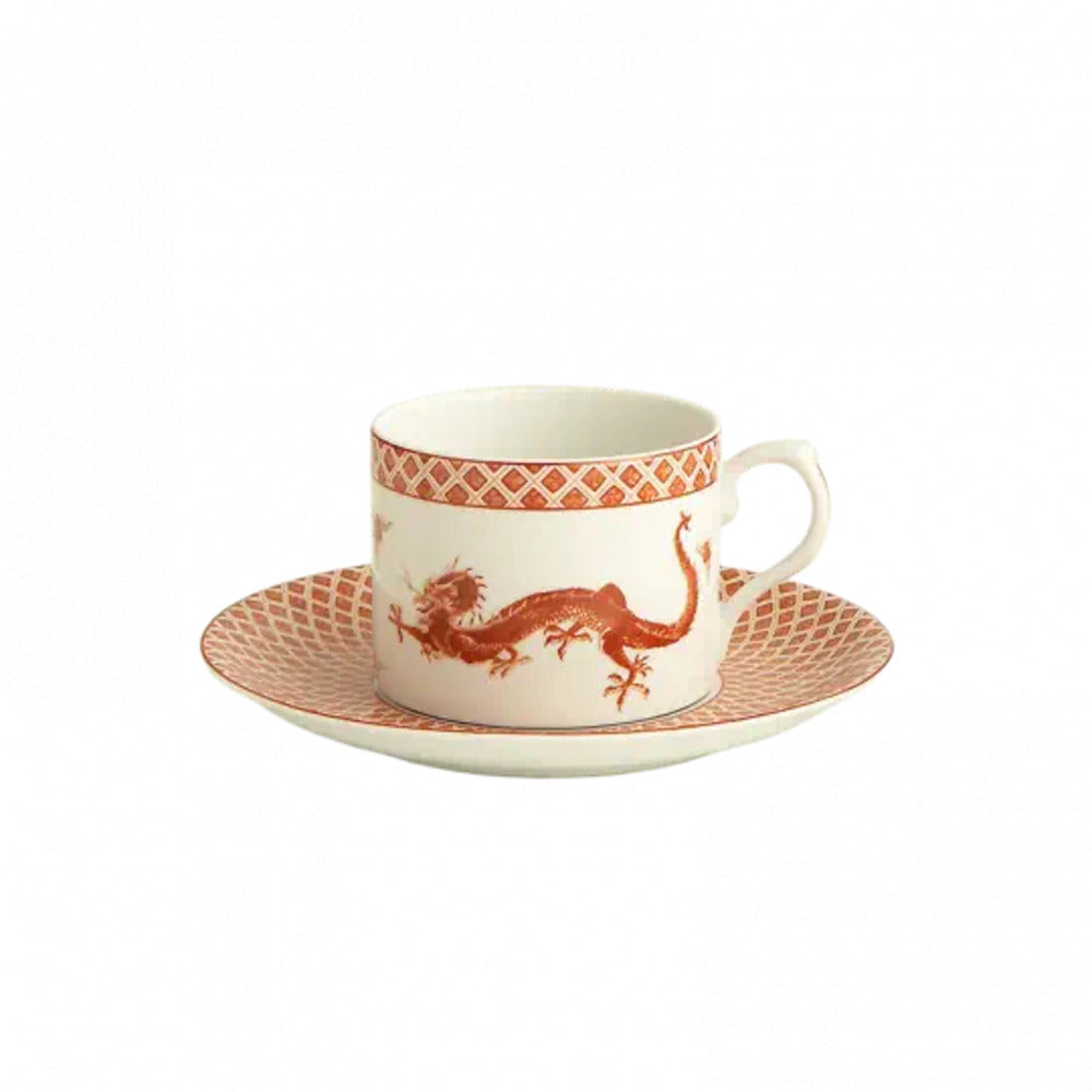 Red Dragon Can Cup & Saucer by Mottahedeh