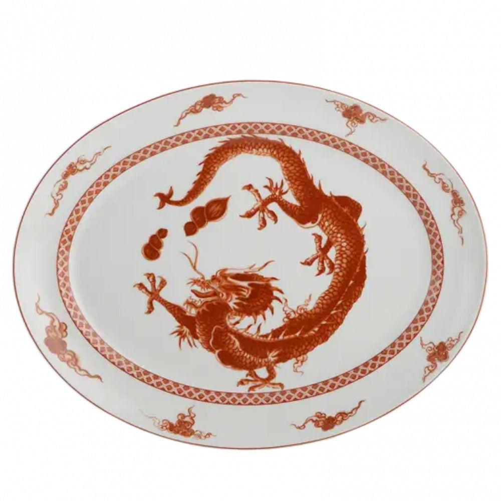 Red Dragon Oval Platter by Mottahedeh