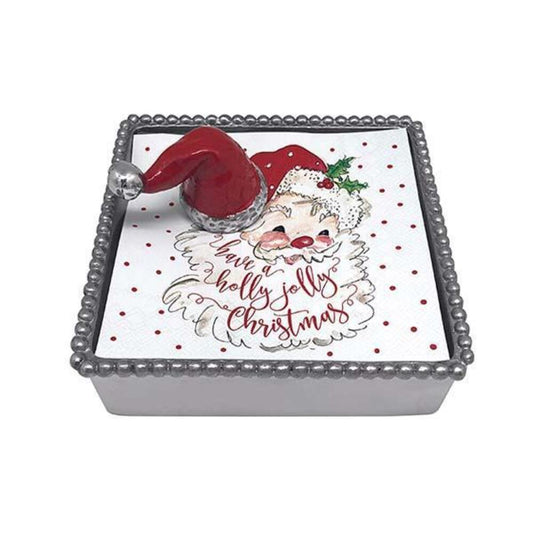 Red Santa Hat Beaded Napkin Box by Mariposa