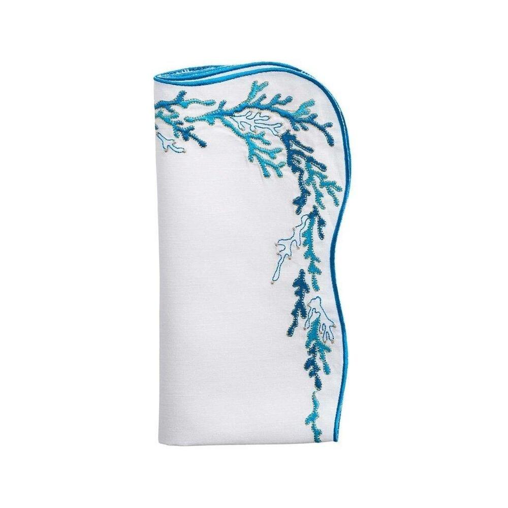 Reef Napkin - Set of 4 White, Turquoise & Gold by Kim Seybert 6