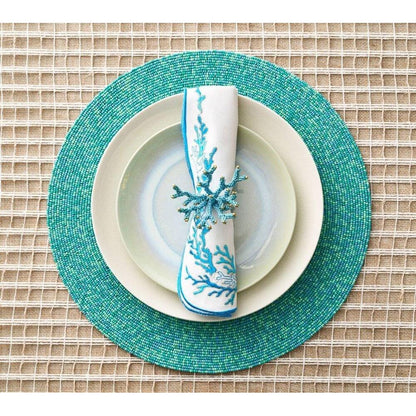 Reef Napkin - Set of 4 White, Turquoise & Gold by Kim Seybert 7