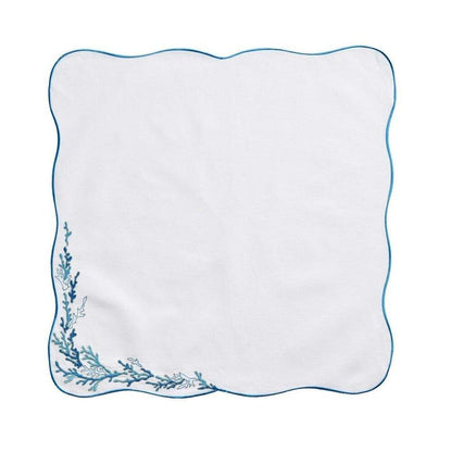 Reef Napkin - Set of 4 White, Turquoise & Gold by Kim Seybert 8