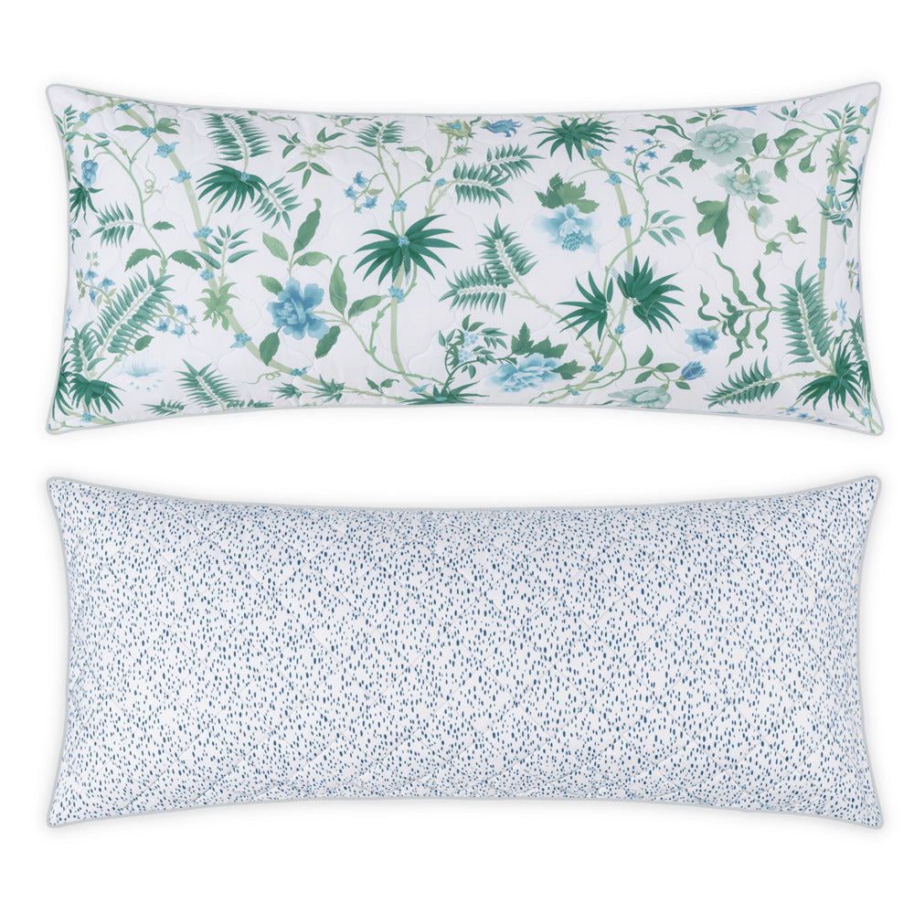 Reversible Lumbar Pillow Cover Palmyra Emerald & Celine Blue 