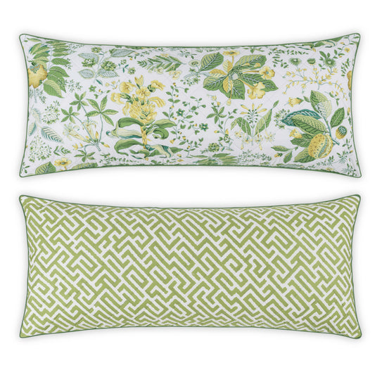 Reversible Lumbar Pillow Cover Pomegranate Citrus & Gabriel Grass 