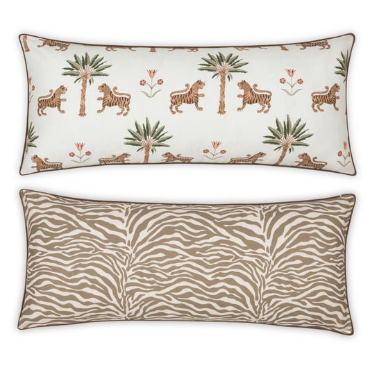 Reversible Lumbar Pillow Cover Tiger Palm & Regine Coconut 