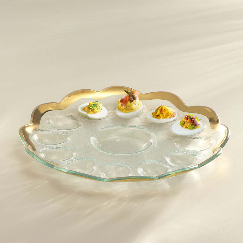 Roman 11.5" Antique Deviled Egg Platter by Annieglass 