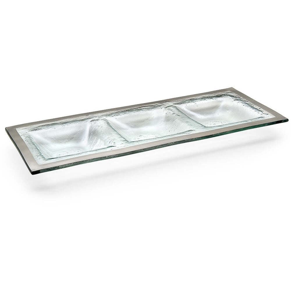 Roman Antique 14 x 5-1/2" Three-Section Tray by Annieglass Additional Image -1