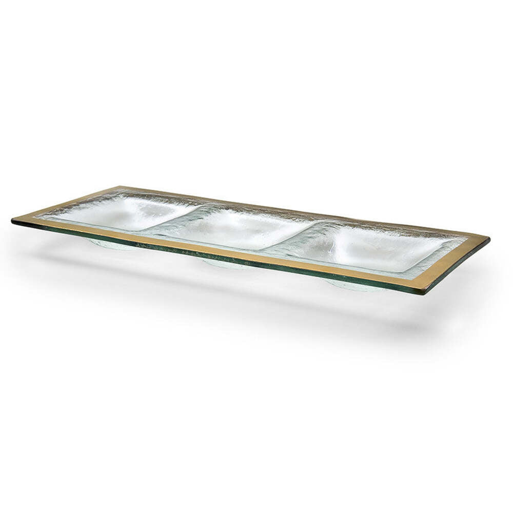 Roman Antique 14 x 5-1/2" Three-Section Tray by Annieglass 