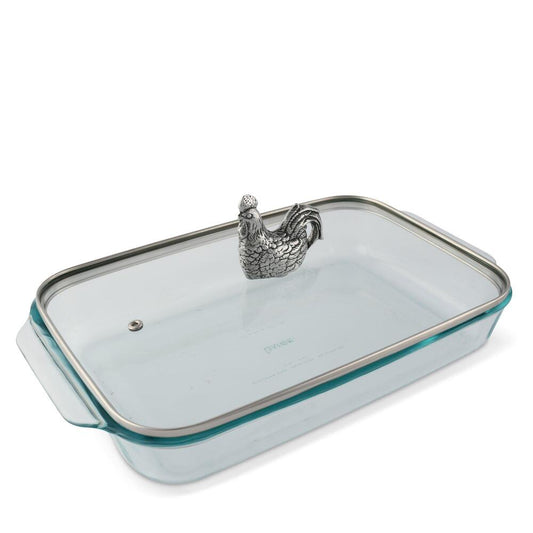 Rooster Lid with Pyrex 3 Quart Baking Dish by Arthur Court Designs