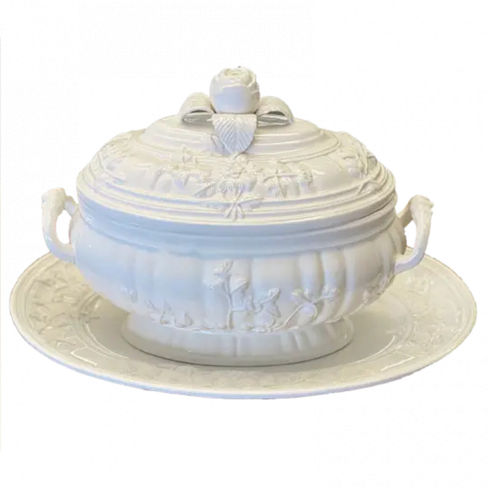 Rose Large Tureen & Stand - Creamware by Mottahedeh