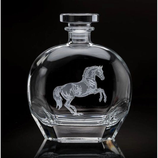 Round Decanter Rearing Horse by Julie Wear 