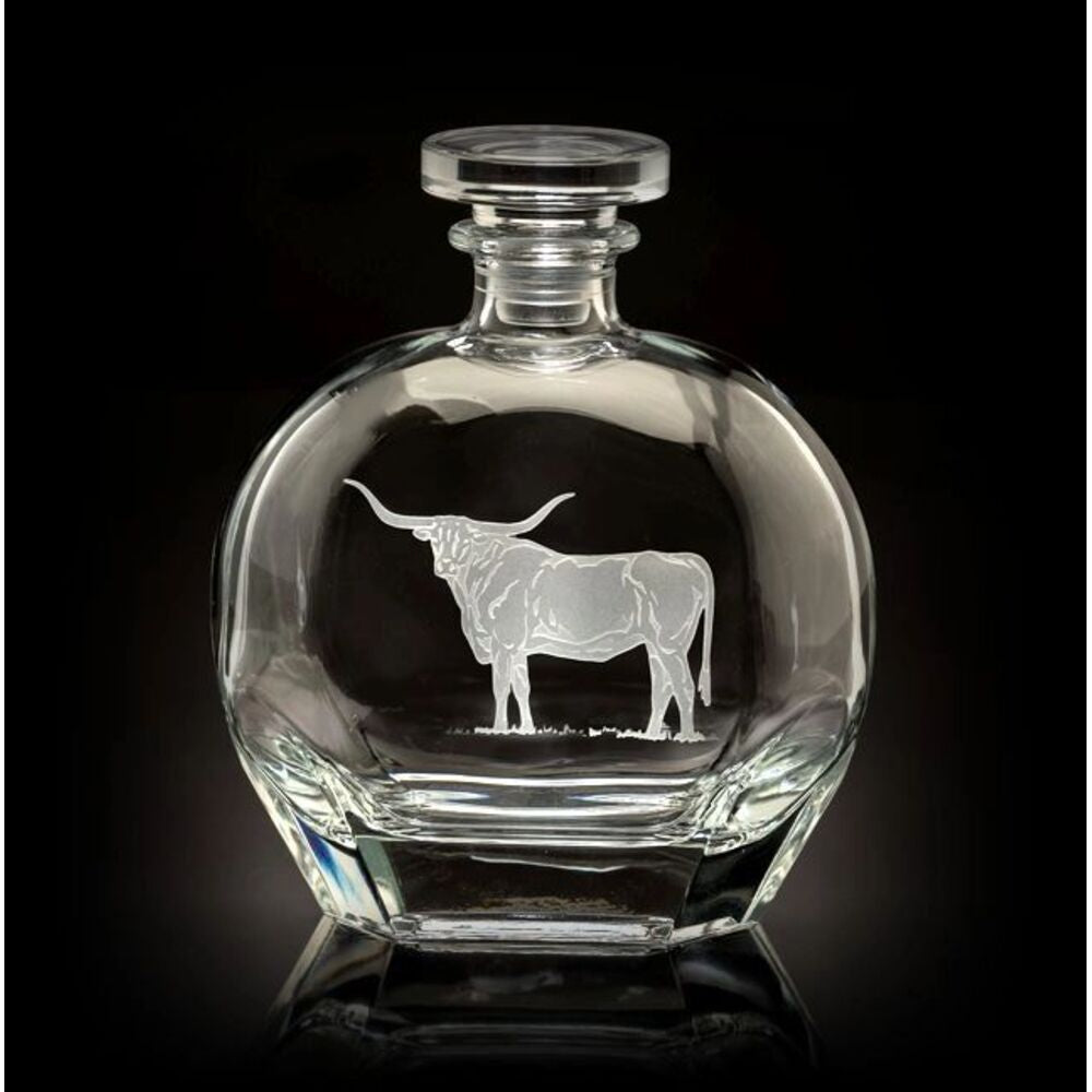 Round Decanter Texas Longhorn by Julie Wear 