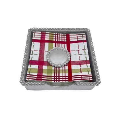 Round Pearl Plaid (1906) Beaded Napkin Box Set by Mariposa