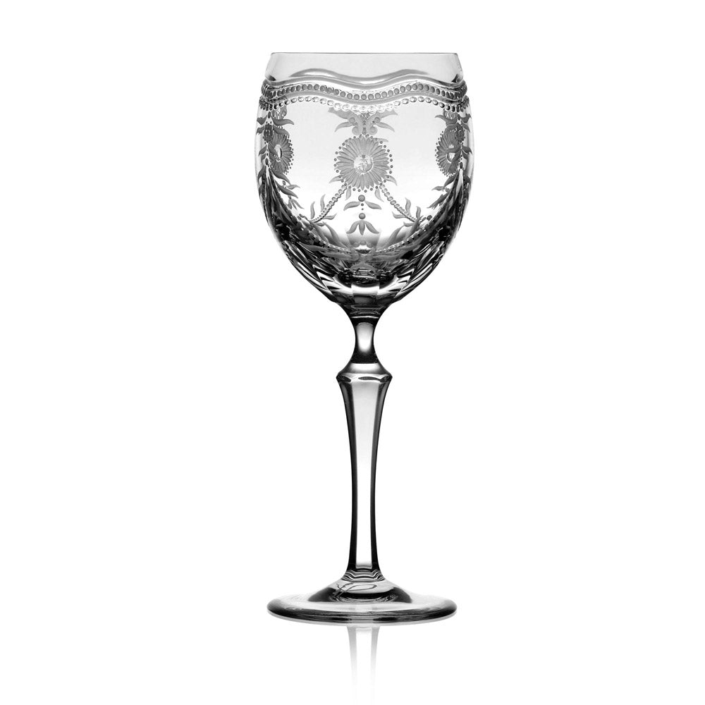 Royal Scroll Clear White Wine Glass by Varga Crystal 